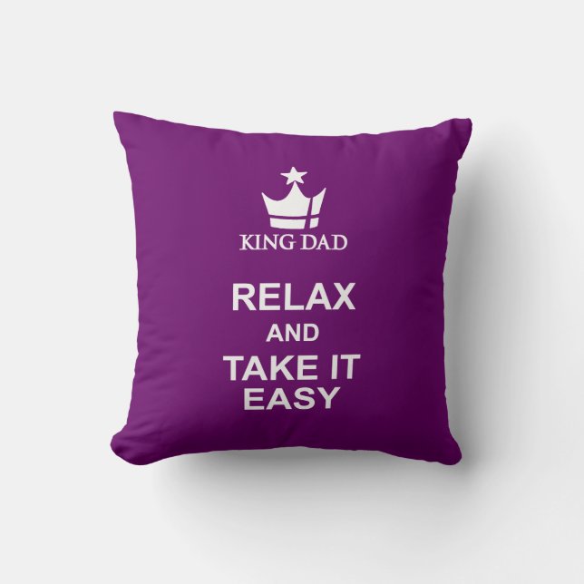 Coussin King papa relax & prendre facile violet blanc cous (Recto)