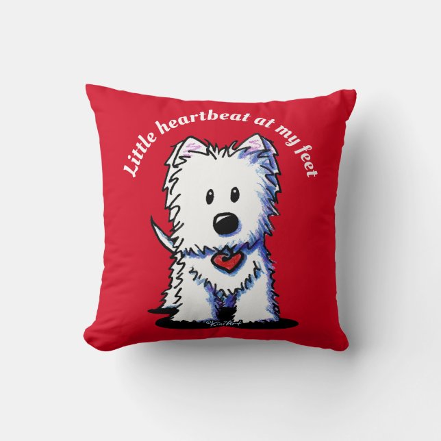 Coussin KiniArt Westie Heartbeat (Recto)