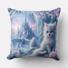 Coussin Kitten blanc dans le royaume des glaces d'Imaginai