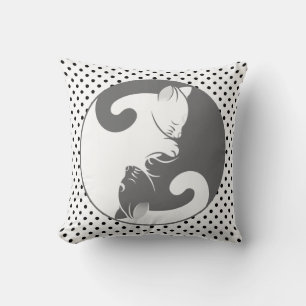 Coussin Kitty Cat Yin Yang   Gris