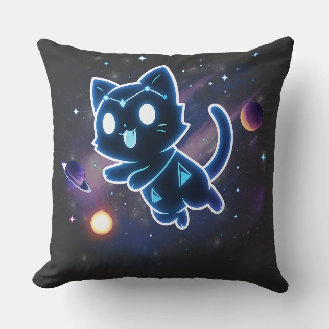 Coussin Kitty Constellation Céleste Chat Cosmos Espace (Recto)