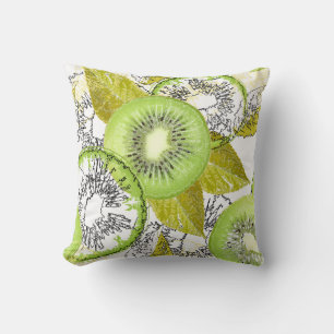 Coussin Kiwi, fruité, vert et blanc, frais, juteux, blanc