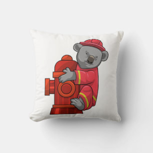 Coussin Koala as Firefighter with Fire hydrant