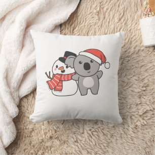 Coussin Koala Avec Snowman En Hiver Pour Noël Jeu P