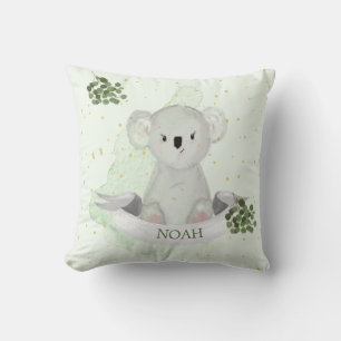 Coussin Koala Cute Baby Animal Green Gum Feuille Nursery