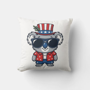 Coussin Koala patriotique art vectoriel style vintage_1