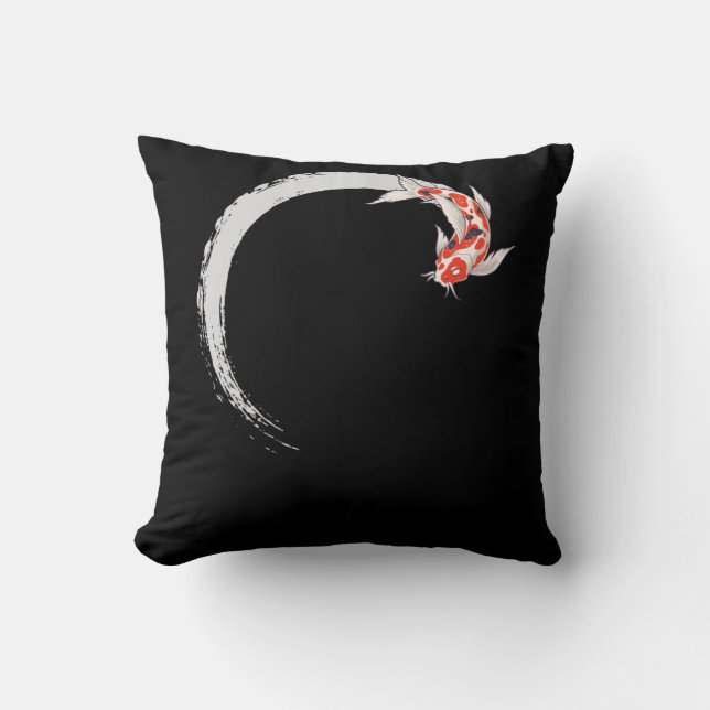 Coussin Koi Japonais Enso Poisson Carpe Cercle (Recto)
