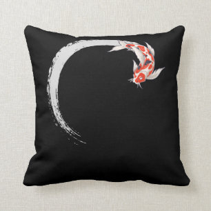 Coussin Koi Japonais Enso Poisson Carpe Cercle