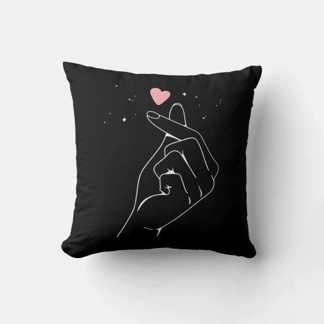 Coussin Kpop Drama Coréen Coeur de doigts Saranghae (Recto)