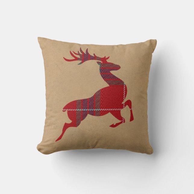 Coussin Kraft & Tartan Reindeer Red ID589 (Recto)