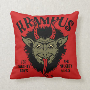 Coussin Krampus font face à vilain