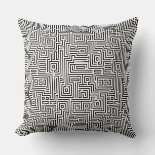 Coussin Kuba Maze Style 221019 - Noir sur blanc