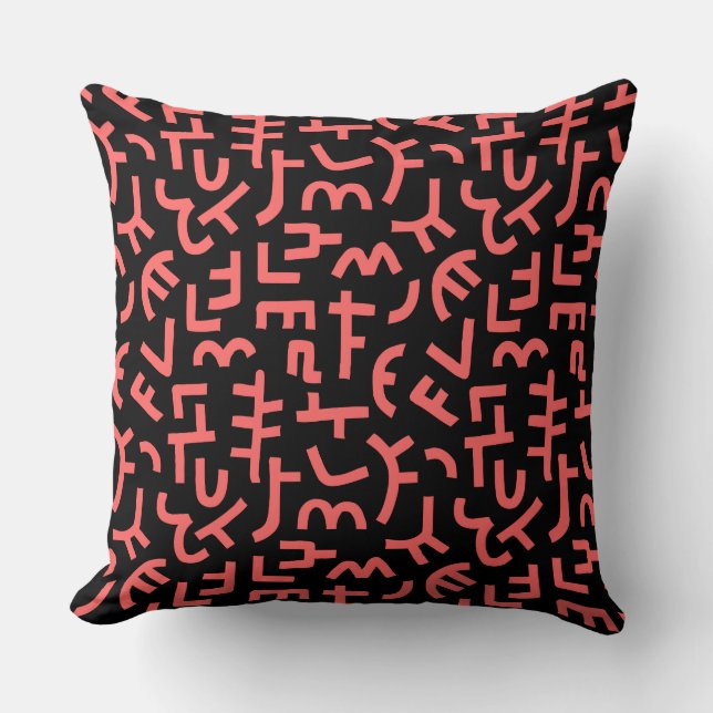Coussin Kuba Style Motif 121019 - Rose tropicale sur noir (Recto)