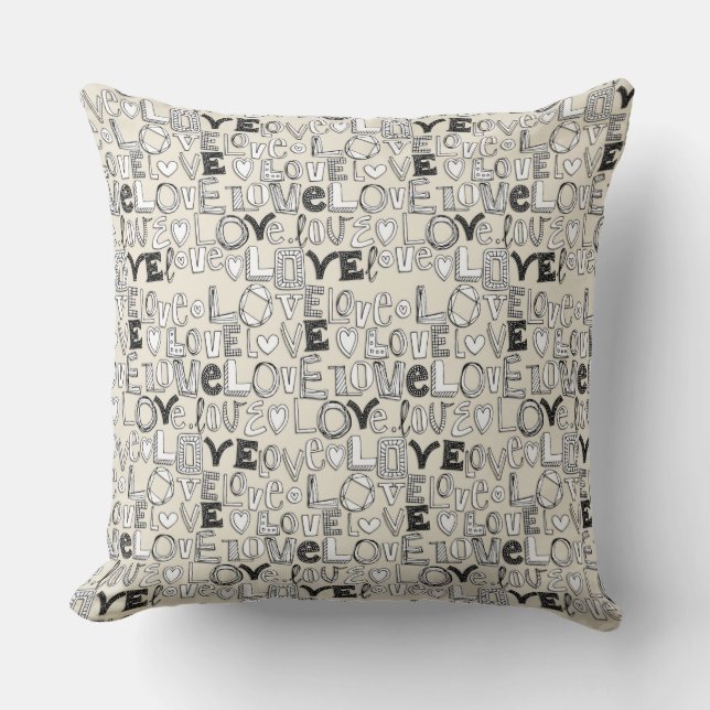 Coussin l o v e LOVE ivoire blanc (Recto)