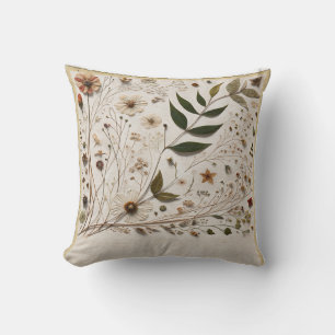 Coussin La beauté naturelle Fleurs et feuilles botaniques 