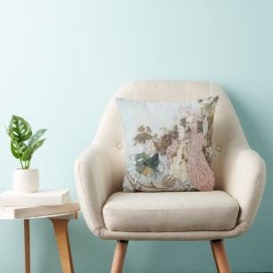 Coussin La Belle au Bois Dormant de conte de fées vintage 