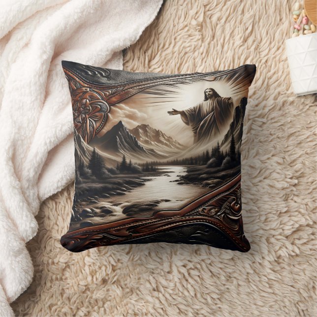 Coussin La Bénédiction de Jésus dans un paysage serein (Couverture)