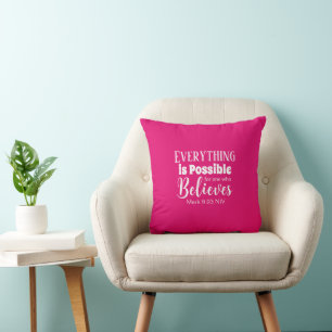 Coussin La Bible de foi chrétienne Verse Croire Hot rose