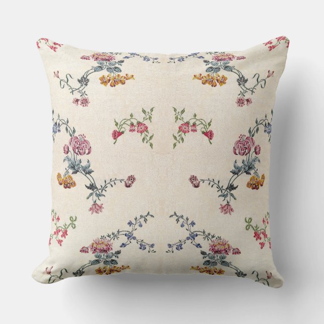 Coussin La broderie fleurit le carreau floral de jardin (Recto)