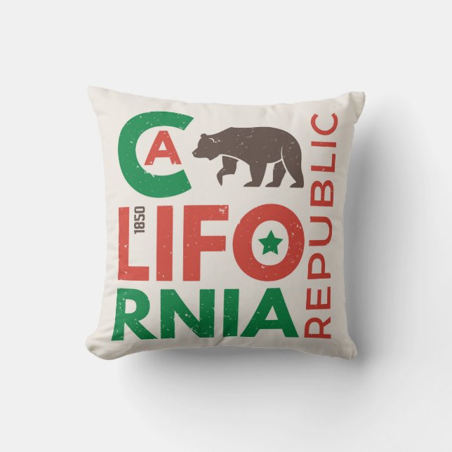 Coussin La Californie avec le logo d'ours gris (Recto)