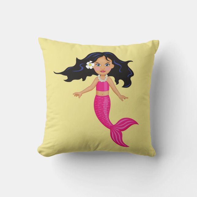 Coussin La chambre de fille de la mystique de sirène rose (Recto)