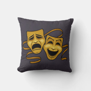 Coussin La Comédie D'Or Et La Tragédie Masques Théâtraux