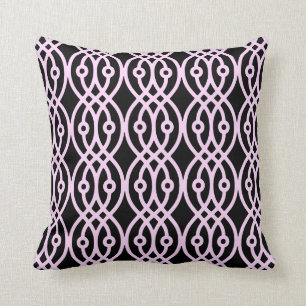 Coussin La copie de kimono, glacent le rose et le noir