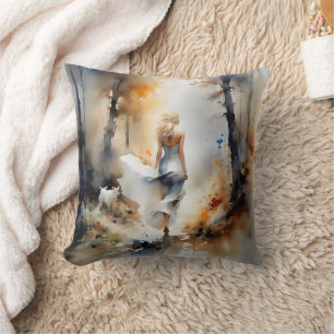 Coussin La Dame À Travers Une Forêt