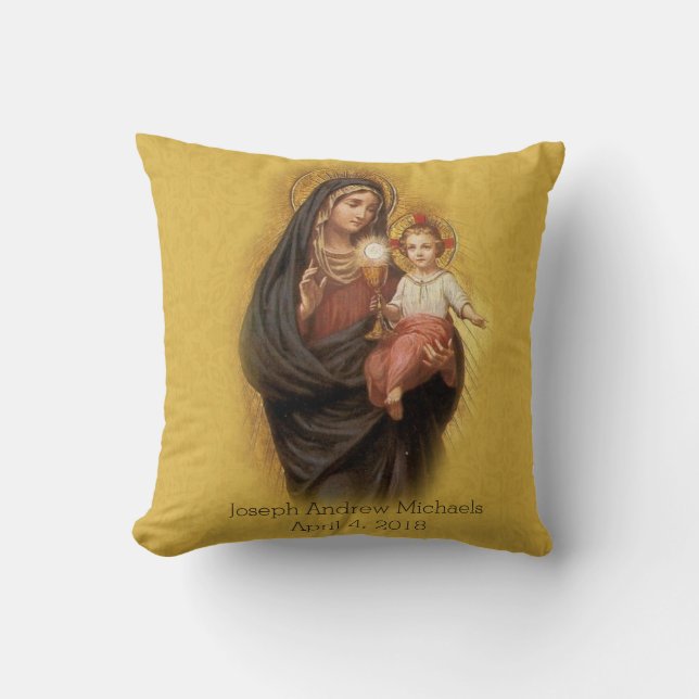 Coussin La Dame du Saint Sacrement Marie Jésus communion (Recto)