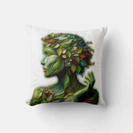 Coussin La Dame Verte - Arrière - plan Blanc