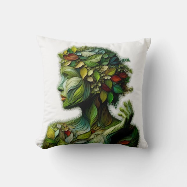 Coussin La Dame Verte - Arrière - plan Blanc (Recto)