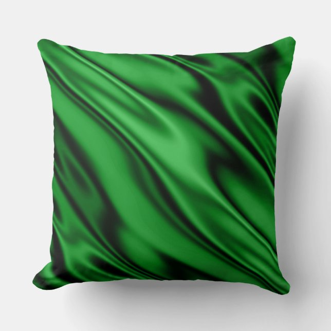 Coussin La diagonale de satin de Faux de vert vert drapent (Recto)