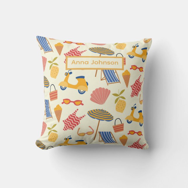 Coussin La dolce Vita Italian summer beach Pattern custom  (Recto)