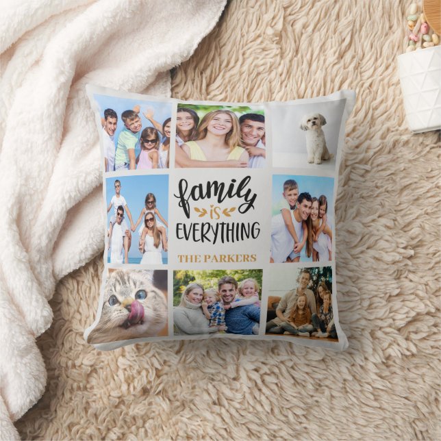 Coussin "La famille est tout" Collage photo personnalisé (Couverture)