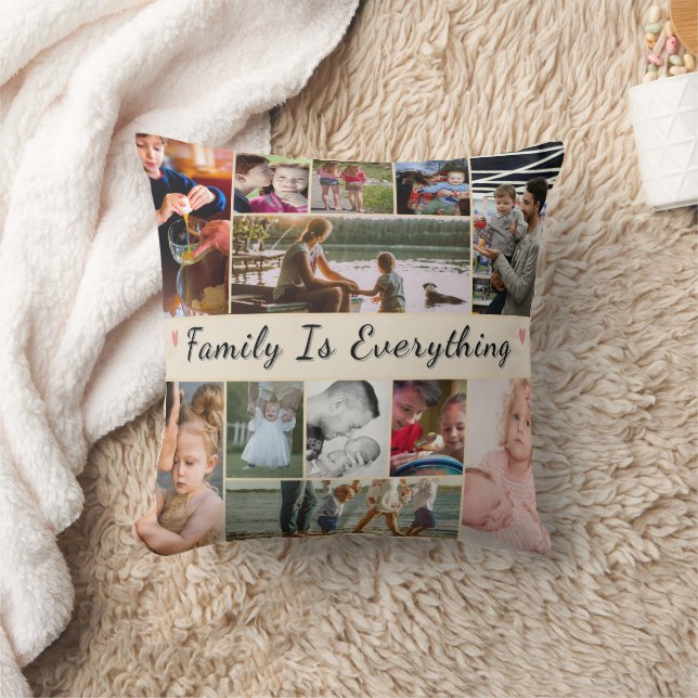 Coussin La famille est tout - Photo personnalisée (Couverture)