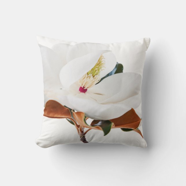 Coussin La floraison florale des Magnolias blancs aux fleu (Recto)