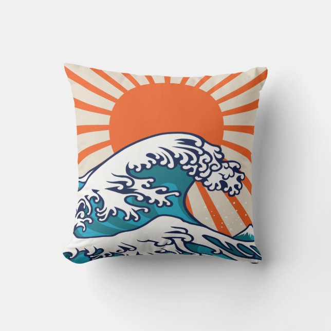 Coussin La Grande Vague au large de Kanagawa, affiche japo (Recto)