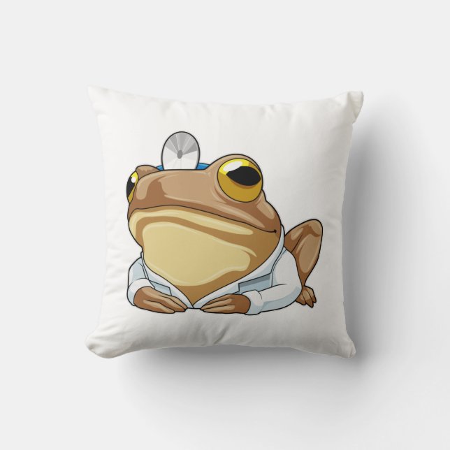Coussin La grenouille comme docteur avec le manteau du doc (Recto)