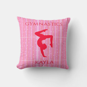 Coussin La gymnastique lance l'oreiller. Nom personnalisé.