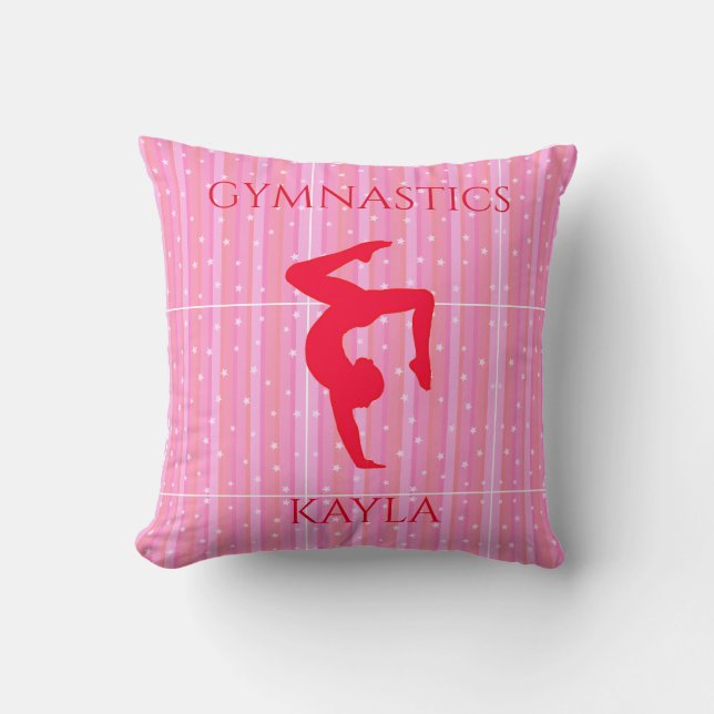 Coussin La gymnastique lance l'oreiller. Nom personnalisé. (Recto)
