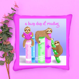 Coussin La journée paresseuse de lecture de Sloth Girl