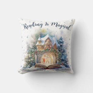 Coussin La lecture est un design de flocon de neige magiqu