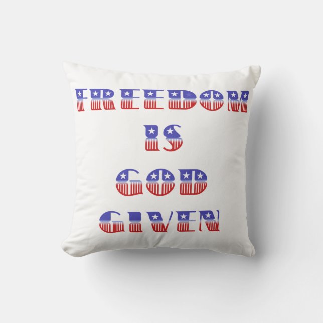 Coussin La liberté est Dieu donné, blanc rouge et bleu (Recto)