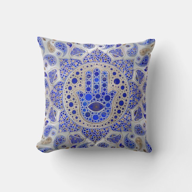 Coussin La main de Hamsa sur la mère de la perle (Recto)