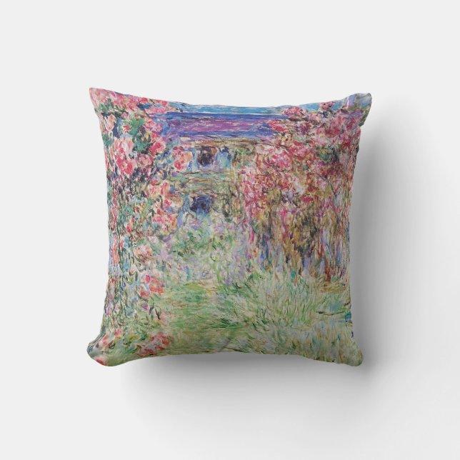 Coussin La maison dans le jardin rose de Claude Monet, (Recto)