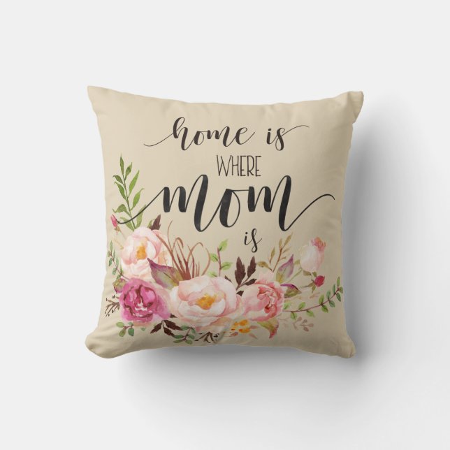 Coussin "La maison est où maman est" Cadeau de la Fête des (Recto)