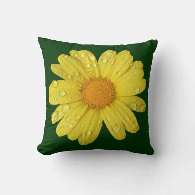 Coussin La marguerite jaune dans la pluie (Recto)