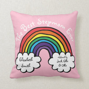 Coussin La meilleure belle-mère, arc-en-ciel rose coloré