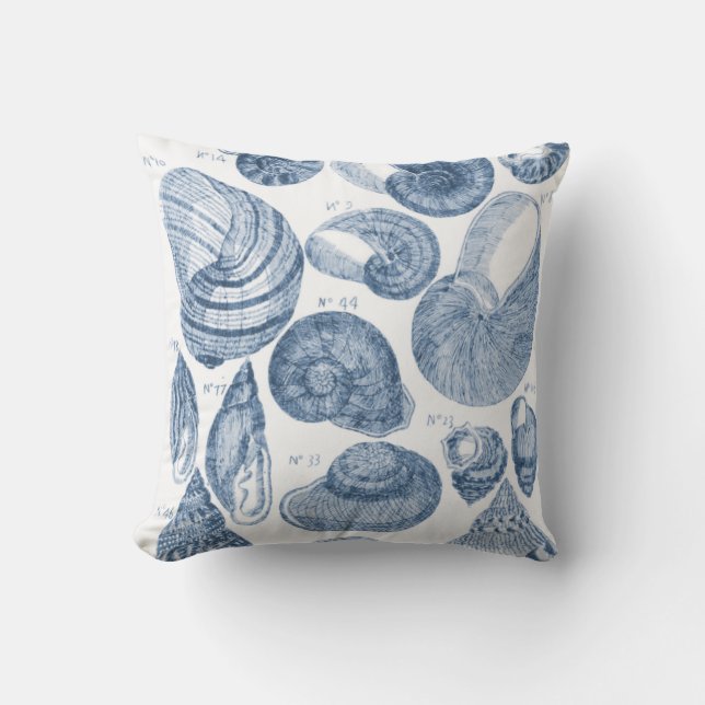 Coussin La mer Shell carreau esquissent, bleues et (Recto)