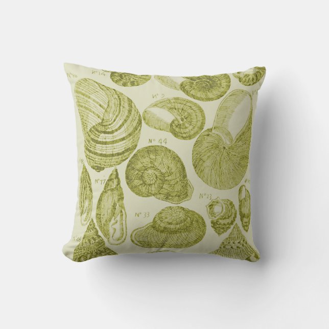 Coussin La mer Shell esquissent, carreau de vert de chaux (Recto)